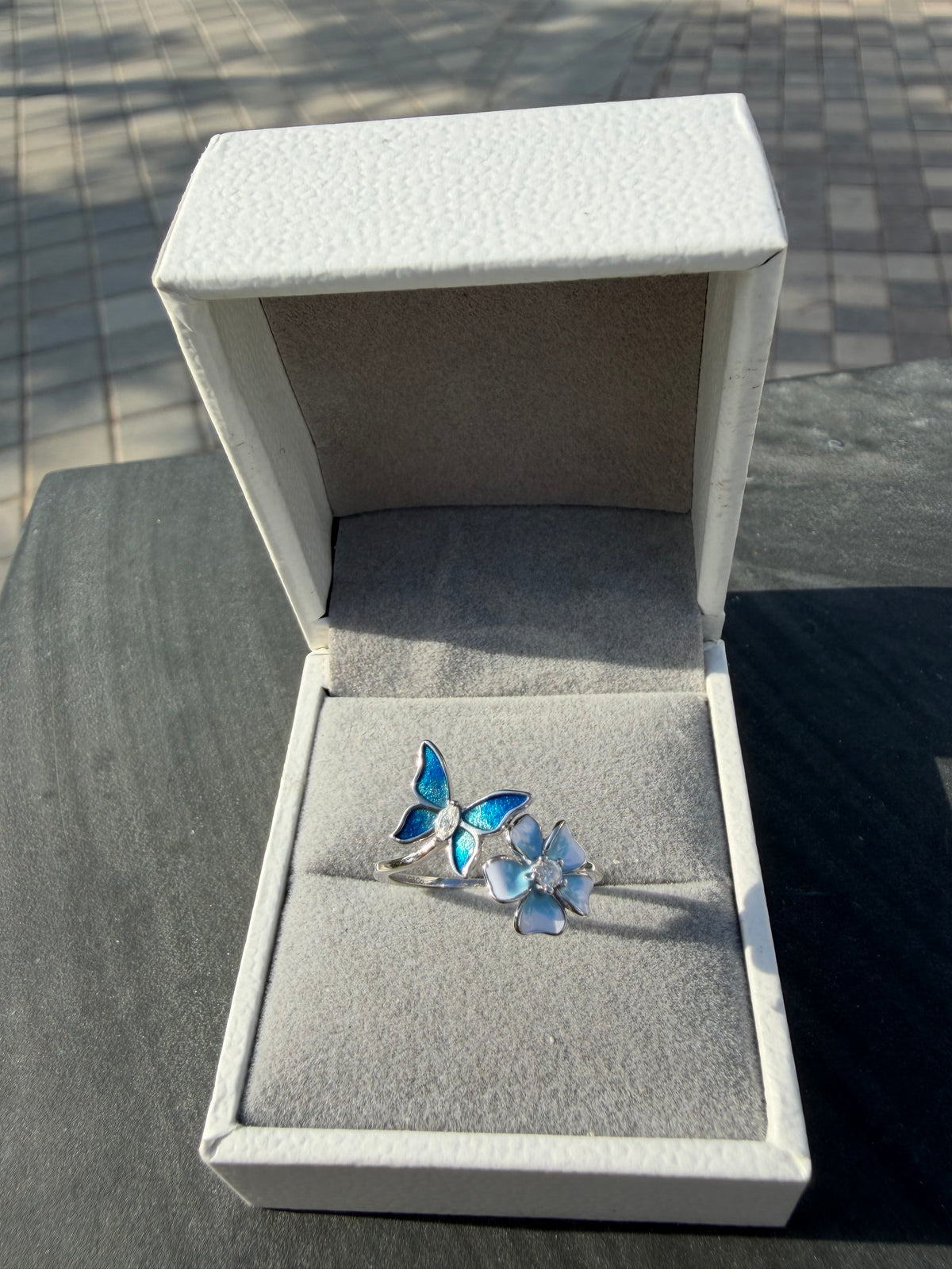 Aurevelle Moissanite & Enamel Ring – 925 Sterling Silver