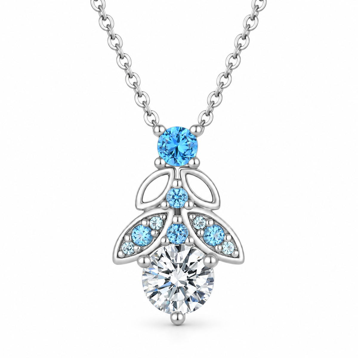 Azure Bloom moissanite necklace in 925 sterling silver
