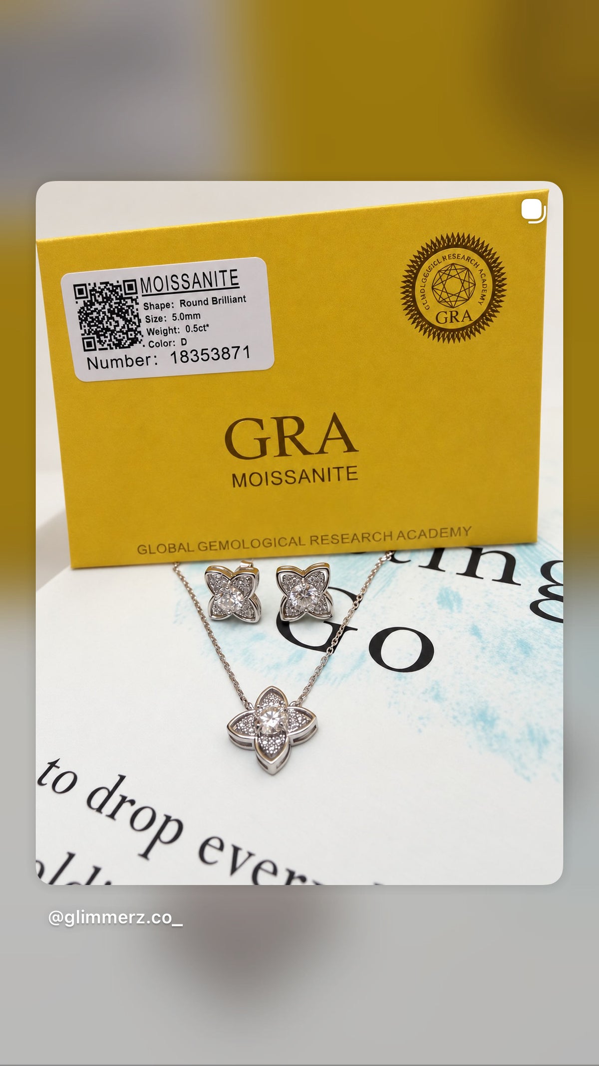 Roma Four-Petal Moissanite Necklace & Stud Earrings Set – 925 Sterling Silver