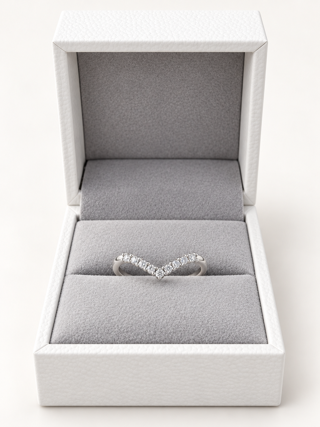 Dina rhodium-plated moissanite ring in 925 sterling silver, side view
