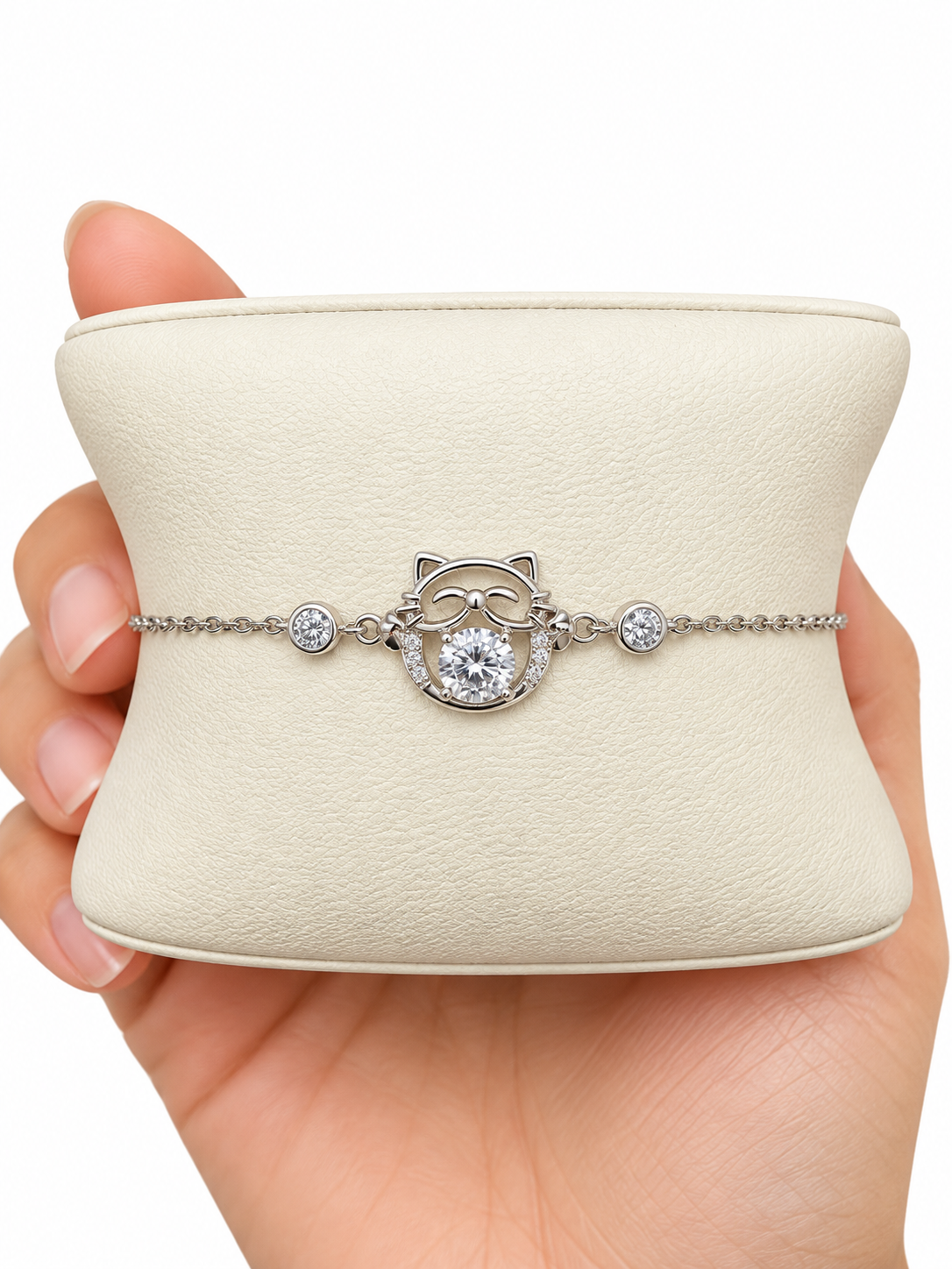 Barakah lucky cat charm bracelet, view 2, 925 sterling silver, Dubai