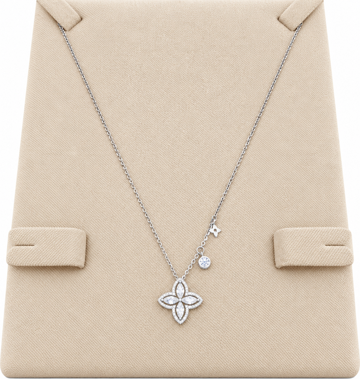 Zahra marquise clover halo necklace, view 2, 925 sterling silver, Dubai