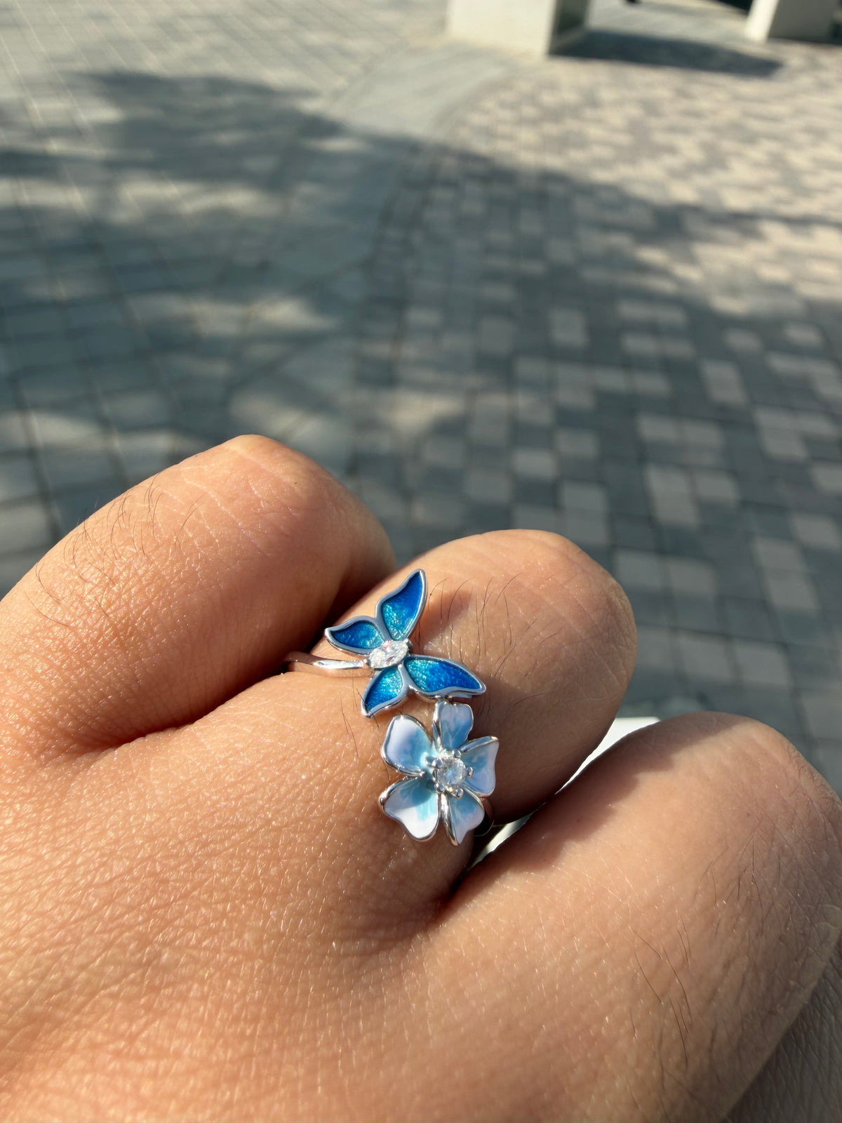 Aurevelle Moissanite & Enamel Ring – 925 Sterling Silver