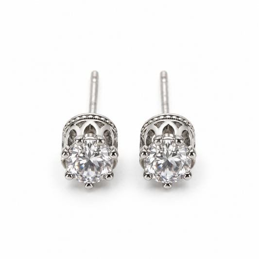 Lulwa classic round-cut moissanite stud earrings in 925 sterling silver