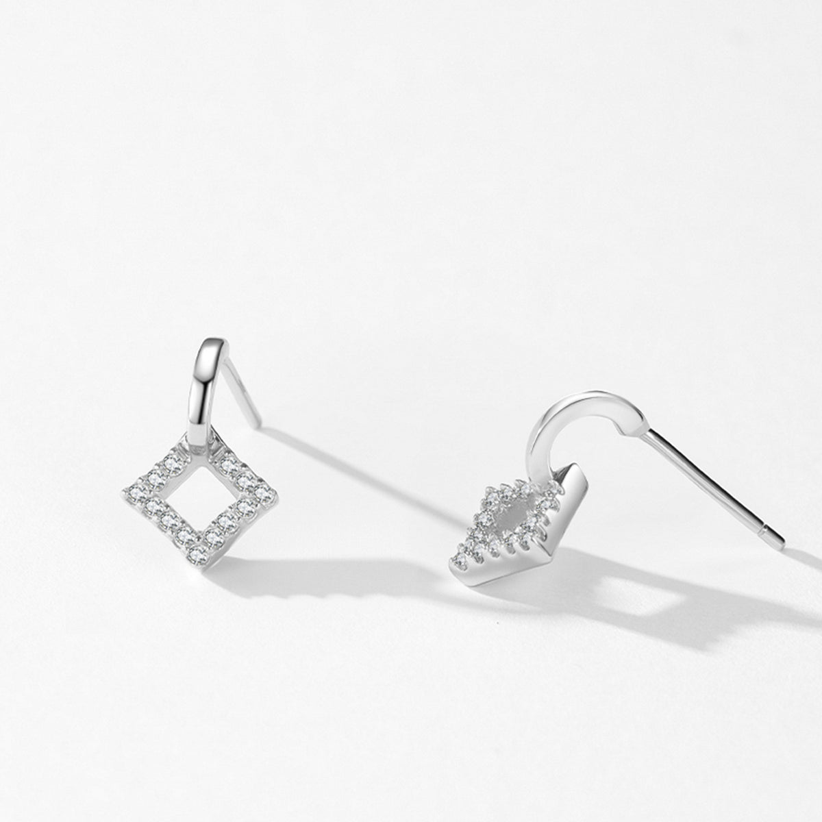 Losange open rhombus sparkle drop earrings, view 6: open rhombus drops lined with clear accents, Dubai