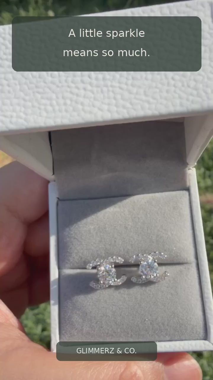 Celeste Double-C Moissanite Necklace, Earrings & Ring Set – 925 Sterling Silver